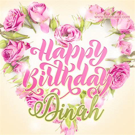 Pink Rose Heart Shaped Bouquet Happy Birthday Card For Dinah Funimada Com