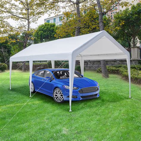 3x6 Carport Car Canopy Versatile Shelter Car Shed With Foot Cloth White