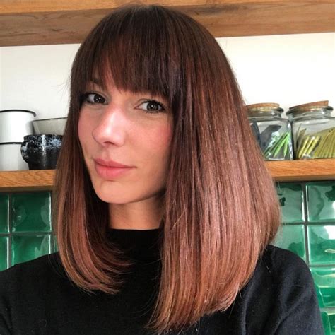 Wispy bangs are a great addition to this hairstyle, however, it would look interesting with blunt fringe as well. 40 Cute Medium Bob Hairstyles for Shoulder Length Hair ...