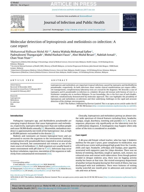 Molecular Detection Of Leptospirosis And Melioidosis Co Infection A