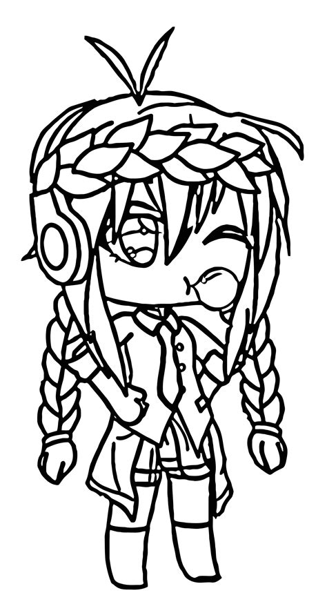 Cartoon Download Gacha Life Con Trenzas Coloring Page