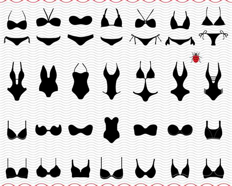 Svg Swimwears Bikini Black Silhouettes Digital Clipart Etsy