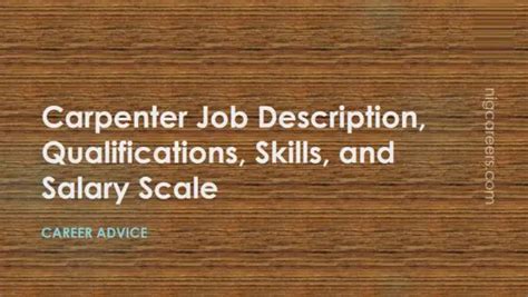 Carpenter Job Description Skills And Salary Nigcareers