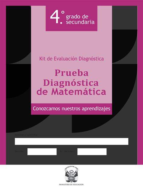 Prueba Diagnostica De Matematica 4to Grado De Secundaria Kit De