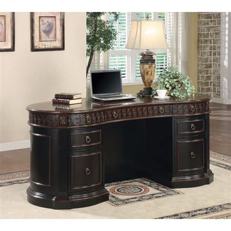 Sturdy Traditional Style Wooden Executive Desk Brown