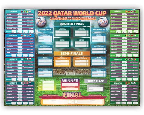 Printable Fifa 2022 Qatar World Cup Wall Chart Instant Download Pdf And
