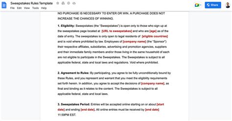 Sweepstakes Official Rules And Laws Download Template Here