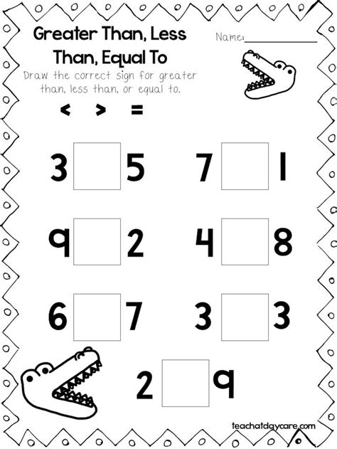 30 Printable Greater Than Less Than Equal To Worksheets Etsy