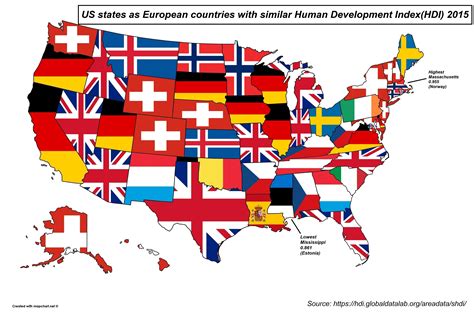 Us States As European Countries By Human Development Indexhdi 2015