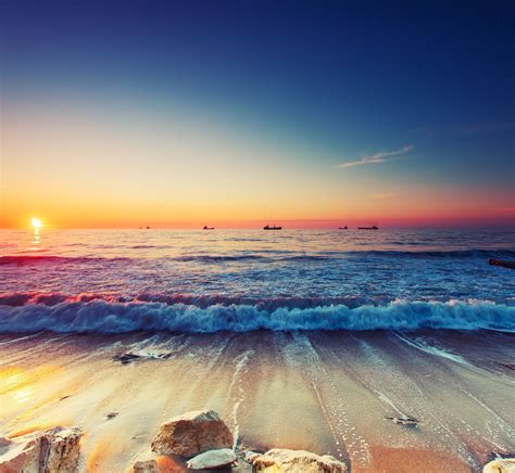 Ocean Water Wave Sunset Blue Sky 4k Wallpaper Best Wallpapers