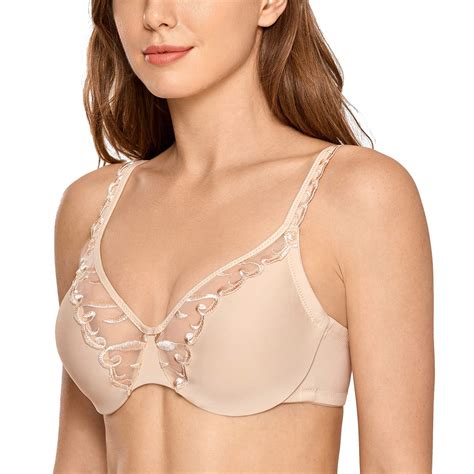 Buy Delimira Women S Full Coverage Underwire Non Padded Embroidered Minimizer Bra Online At