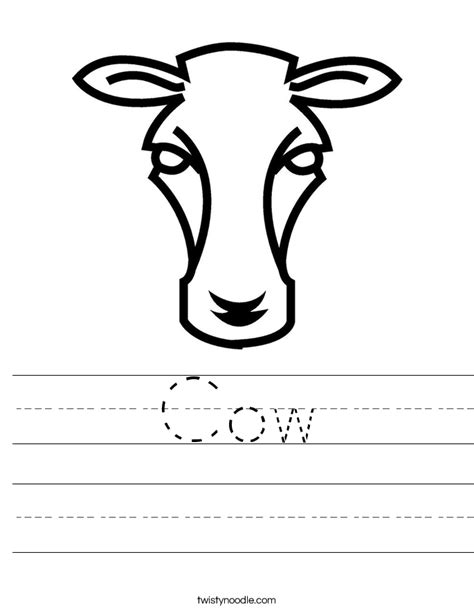 Cow Worksheet Twisty Noodle