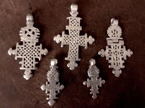 Collection Of Oldantique Silver Ethiopian Coptic Axum Crosses For