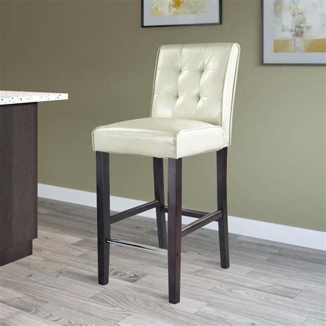 The height range is 24 to 32 inches (a good range for either kitchen counter or bar). CorLiving Antonio 31 in. Bar Height Cream White Bonded Leather Bar Stool-DAD-413-B - The Home Depot