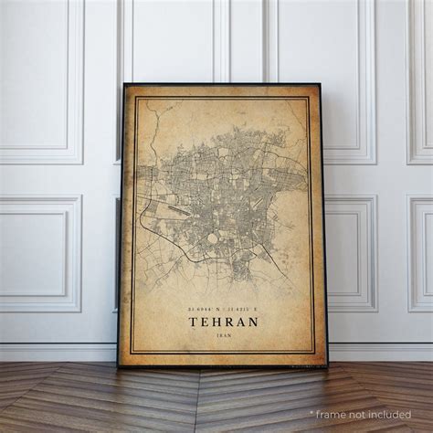 Tehran Vintage Map Print Tehran Retro Map Poster Antique Etsy
