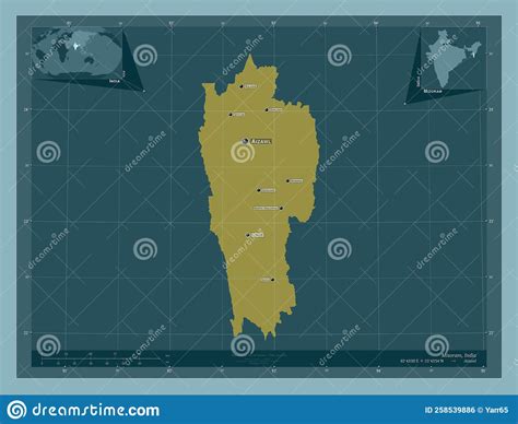 Mizoram India Solid Labelled Points Of Cities Stock Illustration