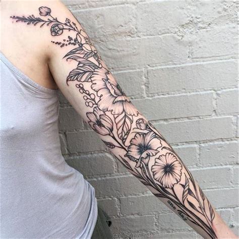 45 Gorgeous And Stunning Sleeve Floral Tattoo To Make You Stylish