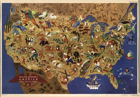 All Of Americas Folk Heroes In One Map Pictorial Maps Illustration
