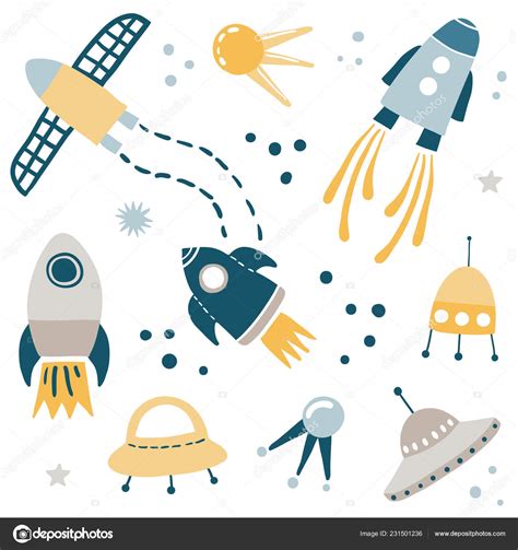 Cute Kids Space Vector Illustration Design Set — Stock Vector ...