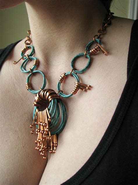 Unbearably Cool Patina Necklace Plumage Oxidized Copper Copper