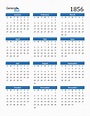 Free 1856 Calendars in PDF, Word, Excel