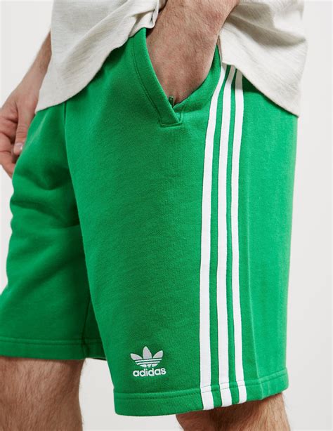Adidas Originals Mens 3 Stripes Fleece Shorts Green Green For Men Lyst