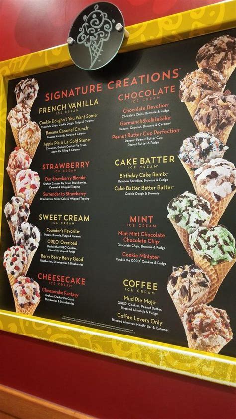 Menu At Cold Stone Creamery Pub And Bar College Park Baltimore Ave