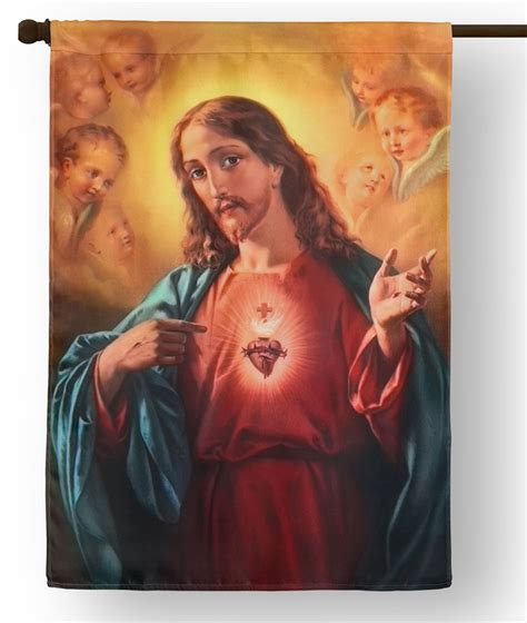 Sacred Heart Of Jesus Outdoor House Flag