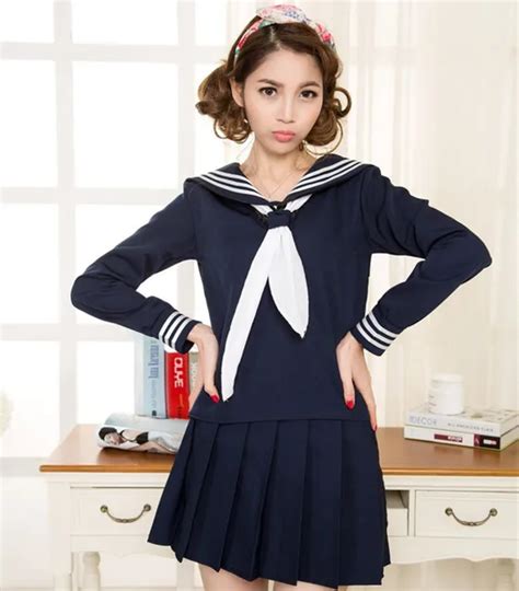 Japanese School Navy Sailor Uniform T Shirt Skirts Scarf Student