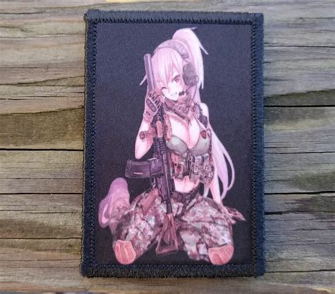 Anime Girl Soldier Pinup Tactical Sexy Shooting Army Hook And Loop Morale