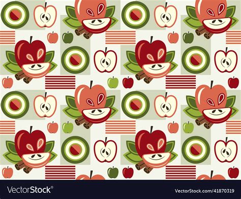 Seamless Background With Apples Geometric Shapes Vector Image
