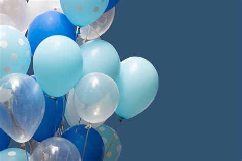 Colorful Balloons On Blue Background Happy New Year And Happy Birthday