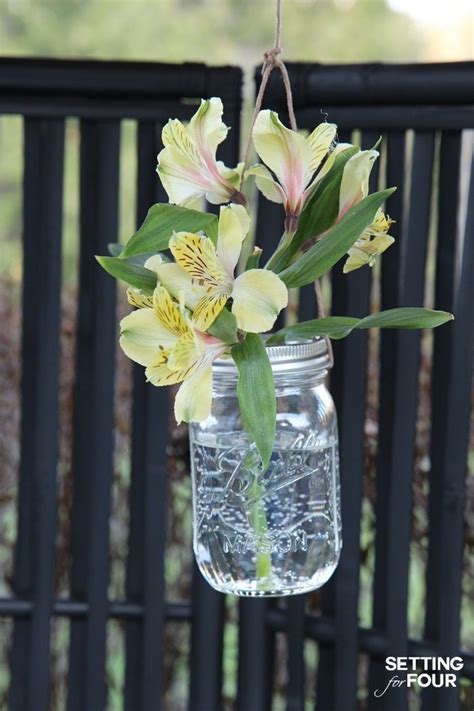 Outdoor Hanging Flower Mason Jars Diy Set Diy Hanging Decor