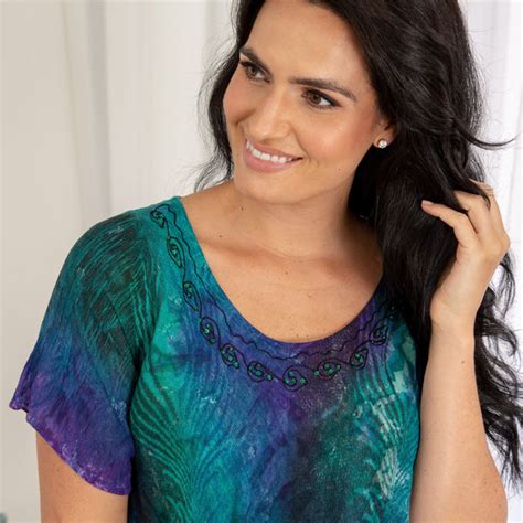 Womens Peacock Short Sleeve Tunic Top The Animal Rescue Site