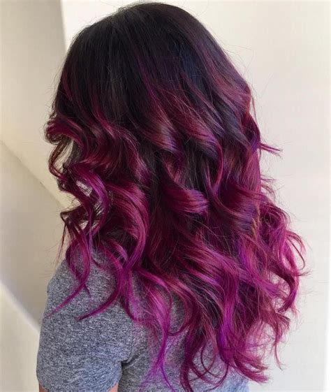 The ombre effect makes it look as if her natural dark locks are melting in a magic burgundy pool, and we want to dive in! 50 Cool Ideas of Lavender Ombre Hair and Purple Ombre ...