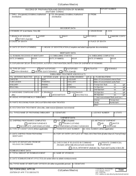 Dd Form 2062 Fill Out Sign Online And Download Fillable Pdf