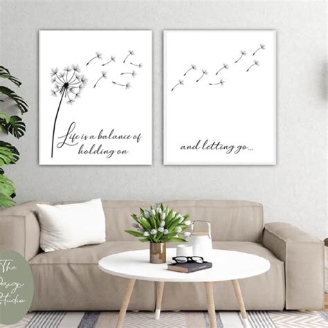 Dandelion Wall Decal Quote Life Is A Balance Of Holding On And Etsy