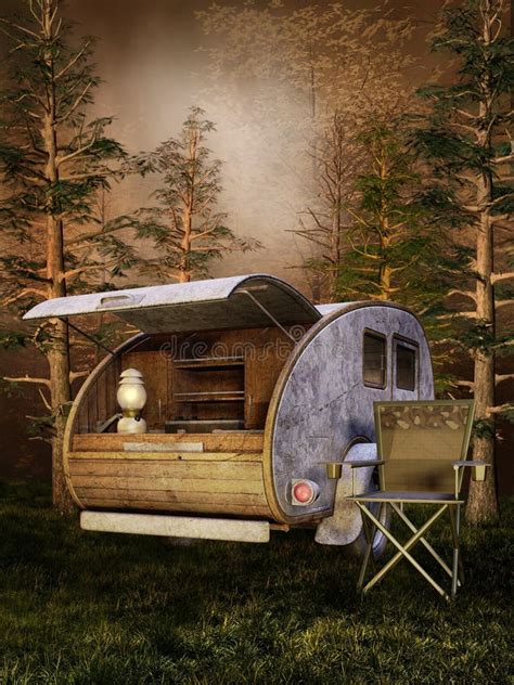 Camping Place In A Dark Forest Stock Illustration Illustration Of