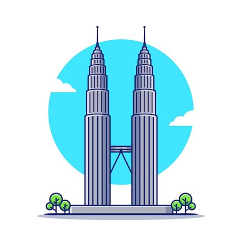 Premium Vector Petronas Twin Tower Cartoon Icon Illustration Famous