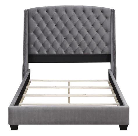 Pissarro Upholstered Bed 300515 Grey Transitional Cal King Bed By