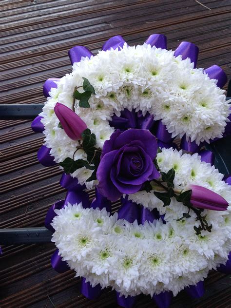 Funeral Flowers Deep Purple And White Funeral Flower Letter Tributes