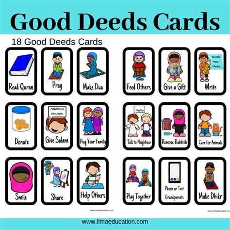 Ilma Education Printable Good Deeds Cards For Kids Plus Free Colouring