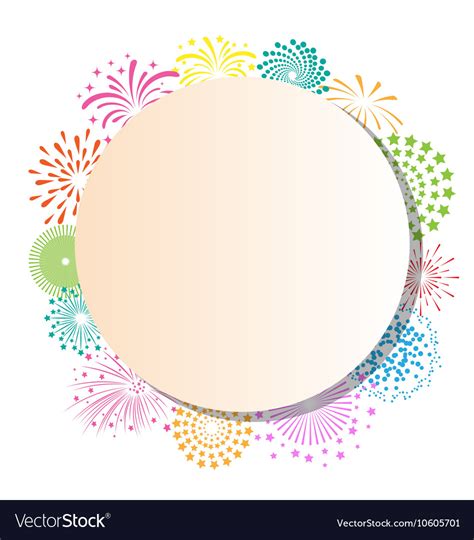 Colorful Fireworks Frame On White Background Vector Image