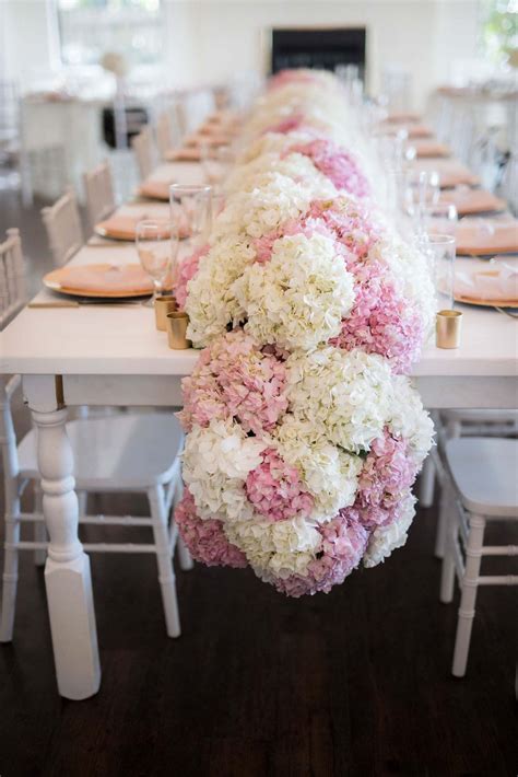 Gorgeous Pink And White Hydrangea Garland Wedding Centerpiece