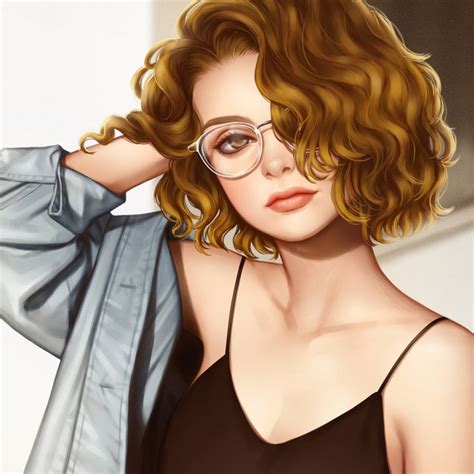 A Digital Painting Of A Woman With Glasses