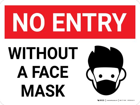 No Entry Without A Face Mask With Icon Landscape Wall Sign