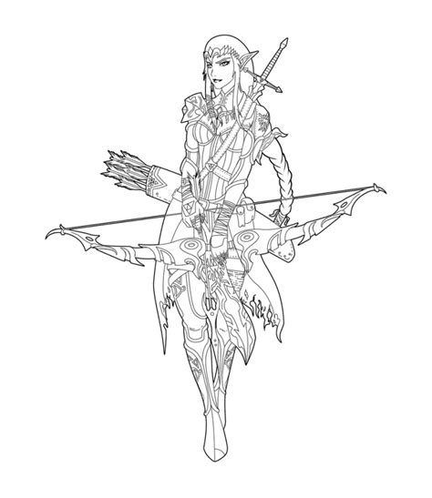 Digital Elf Warrior Coloring Page Coloring Pages 🎨