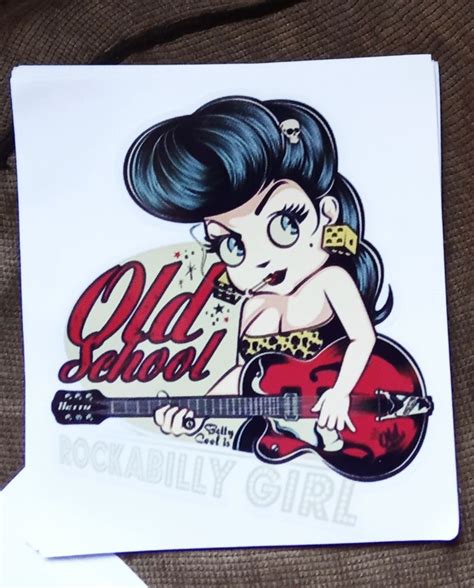 pin up sticker old school rockabilly girl