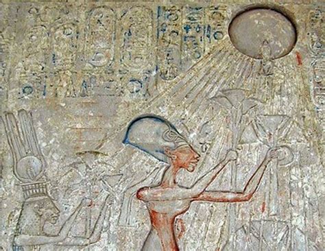 king akhenaten and his wife nefertiti praying to the sun god… ancient egyptian beliefs