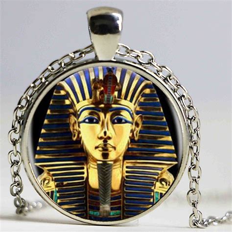 King Tut Logo Pendant Necklace Tutankhamun Golden King Art Handmade